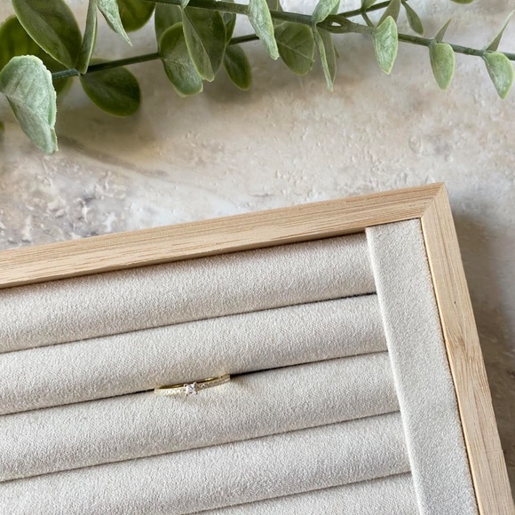 Dainty 14k Gold Plated Ring Minimalist Simple CZ Ring 925 Sterling Silver - Picture 4 of 5